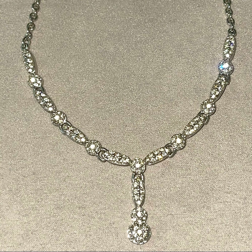 Swarovski Crystal Necklace / Pebbled Petal